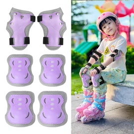 LittleSo Kids Protector, 6 Piece Set for Kids Recommended Age 3-12 Years Bicycle Skateboard Roller Skate Bike Protector Kids Protector Wrist Elbow Knee Guard Protective Storage Bag Included (Purple)
