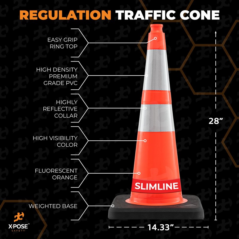 Xpose Safety 28 Inch Orange Slim Line Traffic Cones