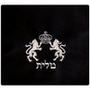 Lions and Crown in Silver Threading Navy Blue Velvet Extra