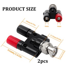 KUOQIY BNC Male to 2 x 4 mm Dual Banana Socket Binding Post Coaxial Adapter for Oscilloscope Cable, RF Coaxial Splitter Double Connector Jack, BNC Male to Dual Banana Jack Pack of 2