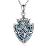 AXELUNA Scottish Thistle Necklace Sterling Silver Shield Abalone Shell Pendant