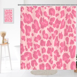 Seorsok Cute Leopard Shower Curtain Pink Modern Simple Home Tub Bathroom Curtain Decorative,Quick Dry Washable Durable Polyester Fabric 72" x 72"