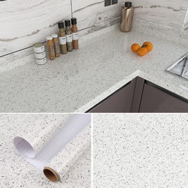 White Marble Wallpaper Peel and Stick Countertops Terrazzo Contact Paper for Countertops Waterproof Glossy Vinyl Kitchen Wallpaper Granite Counter Contact Paper Marble Sticker Countertop 15.7"x196"