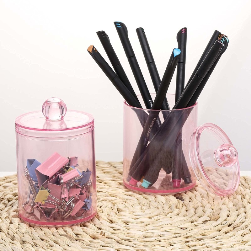 Tbestmax 2 Pack Qtip Holder Bathroom Jars Canisters for Cotton