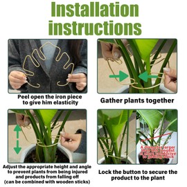 GOOOXIM 5PCS Plant Stem Support - Durable Monstera Stabilizer Grapple Holder, Unique Design for Climbing Plants, Turtle Shell Bamboo Clamp Set, Ideal Plant Support for Thriving Growth (Gold)