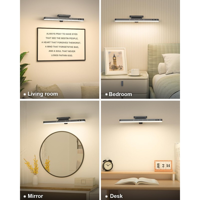 WILLED 5W Picture Lights, 3 Colors Rechargeable Battery Operated Picture