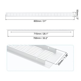 PATIKIL 31 x 2 Inch Door Air Vent Cover, 1 Pcs Heavy Duty Aluminum Grille Ventilation Cover Louvered with Mounting Screws for Cabinet Wardrobe Door, Silver