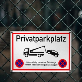 Private Parking Sign 1 Piece 30 x 20 cm 2.7 mm Thick PVC Sign with Drilled Holes No Parking Sign for Indoor and Outdoor Use Parking No Parking Sign Private Property Garage Post