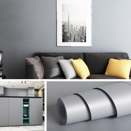 Livelynine 15.8x197 Grey Contact Paper Peel and Stick for Cabinets Gray Cabinet Wallpaper Peel & Stick Desk Cover Removable Wall Paper Peel and Stick Modern Living Room Boys Self Adhesive Vinyl Wrap