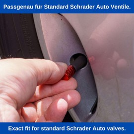 8 Pcs Red Aluminium Valve Caps for Car Schrader Valves Valve Cap with Gasket Tyre Valve Caps for Car, Bicycle, Motorcycle, Scooter, Air Valve Caps, Dust Caps