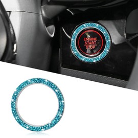 Tecledsn 1PCS Car Bling Crystal Engine Start Ring Decals, Sparkling Push Start Button Sticker, Car Engine Start Stop Decoration Ring, Sparkling Car Accessories for Women (Lake Blue, 1PCS)