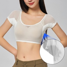 Summer armpit sweat that is hard to hide!Clean all day long, no worries about sweating!No-mark see-through mesh inner top - White 66(XL) / 숨기기 힘든 여름 겨드랑이 땀! 하루종일 깔끔하게 땀 걱정 제로! 무자국 시스루 매쉬 이너 탑 - 화이트 66(XL)