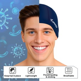 HIPPOPEA Fabric Swim Cap for Adult Women & Men, High Elasticity Lycra Cloth Swimming Cap, Breathable, Lightweight & Comfortable, Fit Both Long Hair and Short Hair (Deep Blue)