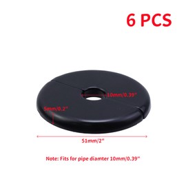 Oedema Wall Split Flange ABS Escutcheon Ring Black Shower Flange Cover Plate for 0.39"/10mm Diameter Pipe Plumbing Supplies, Pack of 6