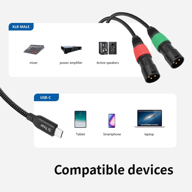 SiYear USB C to Dual XLR Male Audio Cable, Type