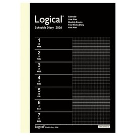 【2026 Fiscal Year Edition Hand Diary】 Nakabayashi Logical Diary 2026 Spread 2 Weeks A/A6/Black NS-A604-26AD【PT1】