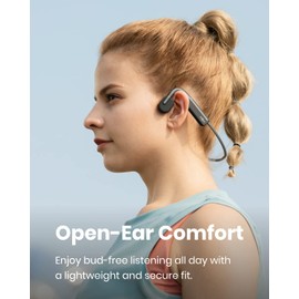 SHOKZ OpenMove - Open-Ear Bluetooth Sport Headphones, Bone Conduction Wireless Earphones, Sweatproof for Running and Workouts, with Sticker Pack, Grey