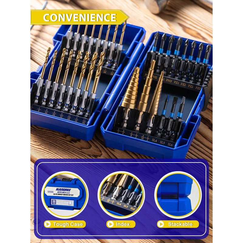 Handree 30pcs Impact Bit Set, Screwdriver Bit Set 11pcs, Hex