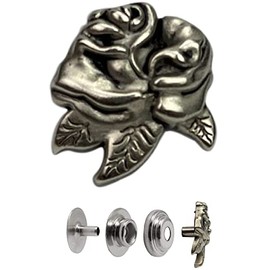 H&K - Brote decorativo de flores antiguo, 5 juegos incluidos, línea premium 24 broches de cuero