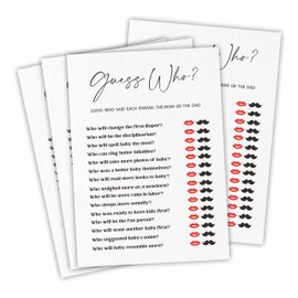 30 Guess Who Game Cards For Baby Shower - Minimalism White Double-Sided Fill In Advice Cards For Baby Announcement, Gender Reveal, New Parents-To-Be Party Favor & Supplies - C12