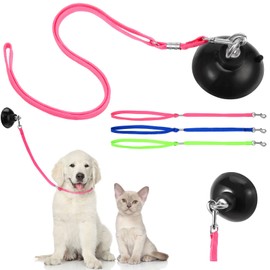 Frienda 4 Pieces Dog Bathing Tether with Suction Cup Pet Dog Grooming Tub Restraint Loops and Adjustable Cat Fixed Safety Rope for Pet Shower Bathing Grooming(Blue Pink Bright Green)