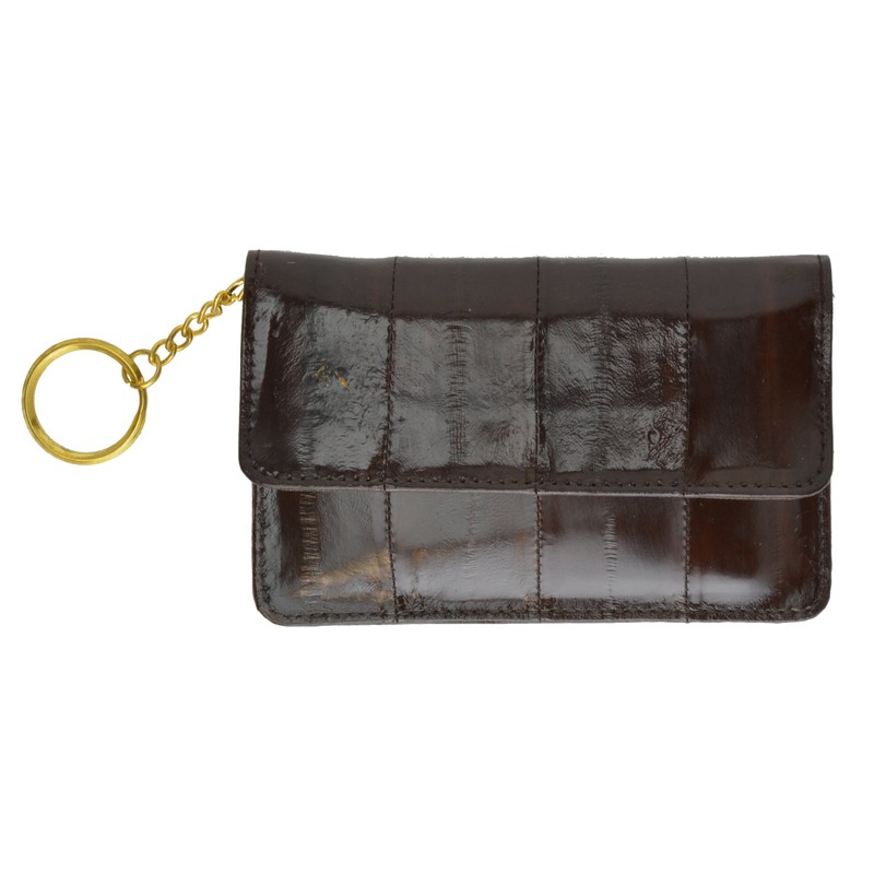 Eel Skin Soft Leather Change Purse Coin Wallet with Key