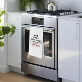 Geqtt Great Nonna Dish Towels - Great Nonna Gifts Waffle Weave Kitchen Towels, Grandma Hand Tea Towel, Grandma Gifts from Grandson Granddaughter (16×24 Inches)