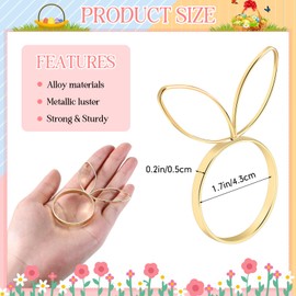 Kigley 12 Pieces Easter Napkin Rings Set Metal Bunny Napkin Rings Rabbit Gold Napkin Rings Cute Vintage Easter Napkin Holders for Easter Decoration Home Party Festival Dinning Table Settings