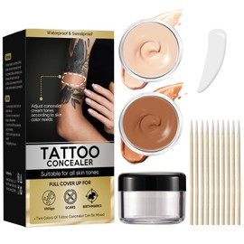 Tattoo Cover Up Makeup Waterproof 2 Color, Tattoo Concealer Full Coverage, Natural Body Makeup Cover for Scars, Suitable for Men and Women
