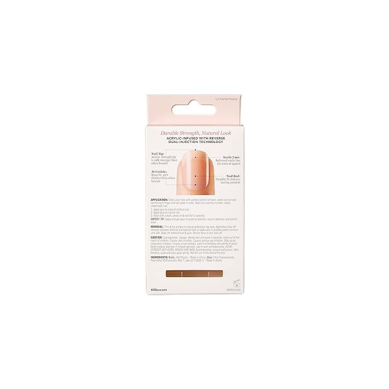 Kiss Salon Acrylic Nude French Nails, Cashmere, 31 Count