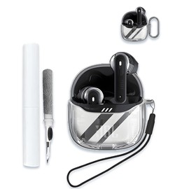 Case for JBL Tune Flex 2 | True Wireless Noise Cancelling Earbuds,Clear Soft TPU Protective Cover with Keychain and Cleaner Kit for Women Men Shockproof Skin,Clear