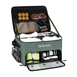 BAIXIXIG Golf Trunk Organizer, 2-Layer Storage with Shoe Pocket, Storage for Golf Accessories, Gifts for Golfers,Green