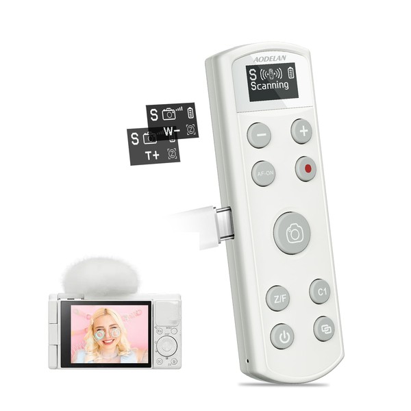 USB-C Rechargeable Wireless Camera Shutter Remote Control with OLED Screen