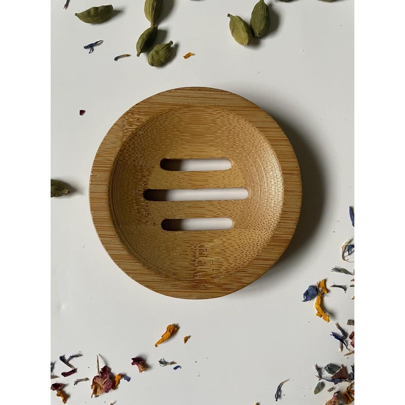 Kandid Bamboo Circular Soap Dish - Draining Soap Dish For
