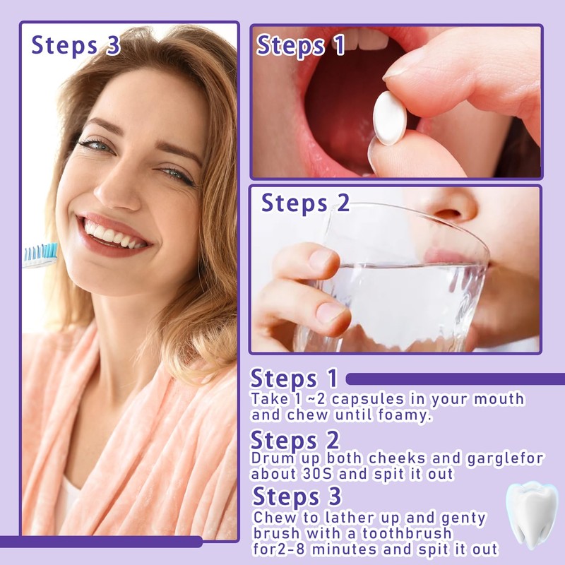 3Pcs Solid Toothpaste Tablets Kit,Deep Cleaning Colour Corrector,Chewable Toothpaste Tablets