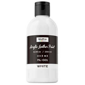 Nicpro White Acrylic Leather Paint, 8.45 oz (250 ml) Leather Paint for Shoes, Sneakers, Canvas, Furniture, Bags, Fabric, Car Seat, Wallets, Non-Toxic White Shoe Dye for DIY Crafts Kid Adult
