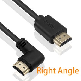 Poyiccot HDMI 2.0 Macho a Macho Cable de 90 Grados, 2 pies/60 cm Chapado en Oro HDMI de Alta Velocidad Macho a Macho ángulo Derecho Cable 60 Hz, 4 K 2 K (M/M Derecho)