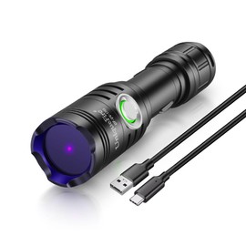 UniqueFire 1702 365nm UV Black Light Flashlight, High Power USB-C Rechargeable Resin Light, 2 Mode Mini LED Handheld UV Flashlights for Professional/Commercial Use (uv365nm_1702)