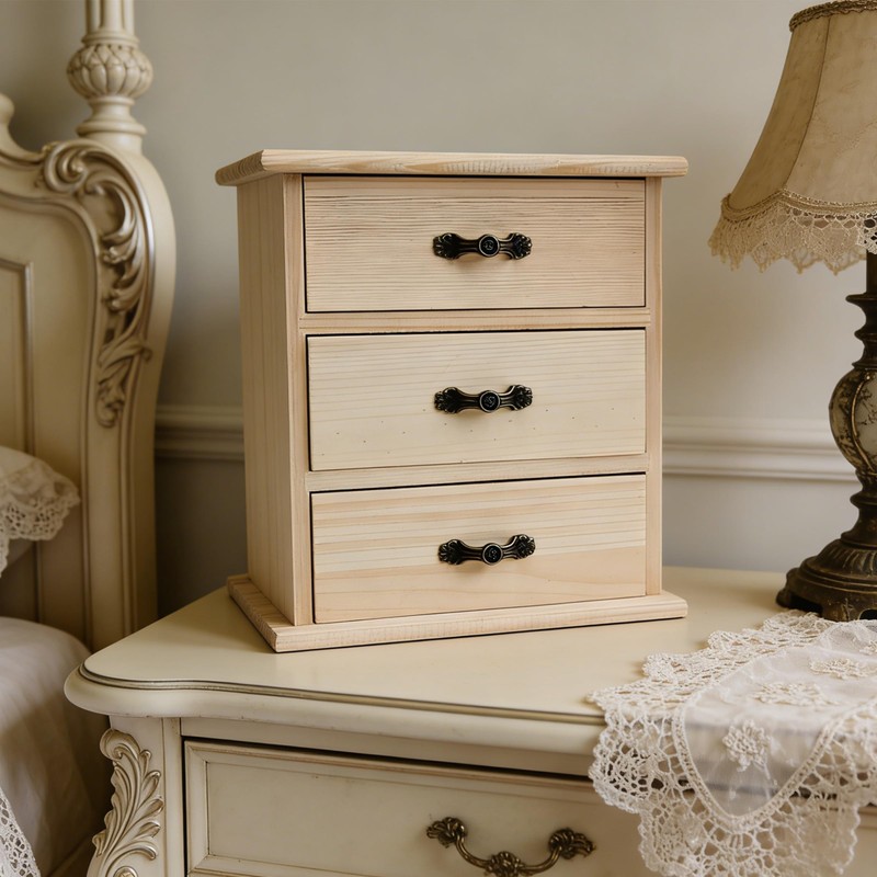 Nudaoz 2-Pack Unfinished Solid Pine Wood Box with 3 Mini