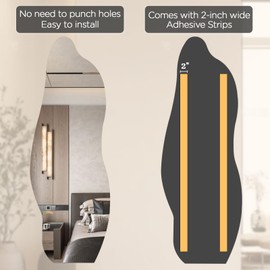 iCAGY Acrylic Full Body Mirror - Self-Adhesive Shatterproof Wall Mirror, Ultra-Thin 0.06” Lightweight for Home Gym, Bedroom, Closet Door - Frameless Easy Install (1, Cloud, 16" W x 47" L)