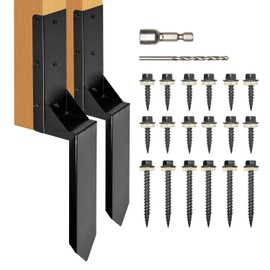 Wimart Heavy Duty Steel Fence Post Anchor - 4''x4'' Repair Kit, Black - Set of 2