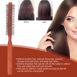 Yosoo Health Gear Round Styling Hair Brush, Curler, Small Wooden Unisex Brush with Boar Bristles, Portable with Handle, Mini Round Roller for Blow Drying