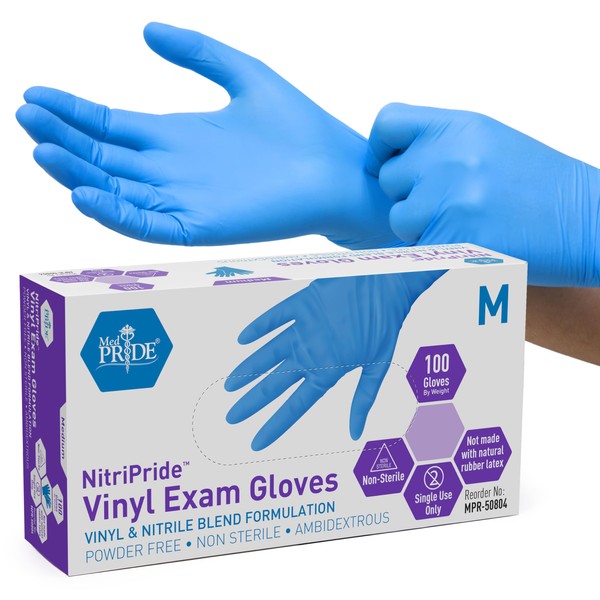 MED PRIDE Disposable Multipurpose Hand Protection Nitrile-Vinyl Blend Exam Gloves,