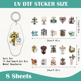 Azhieni UV DTF Motel Keychain Decals, 80PCS Christain UV DTF Stickers for Motel Keychain, Bible Verse UV DTF Keychain Transfers Stickers Waterproof UV DTF Decals for Hotel Keychain