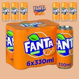 Original European FANTA Orange Flavor Soda Soft Drink- 6pack 330ml/each With FANTA Sticker