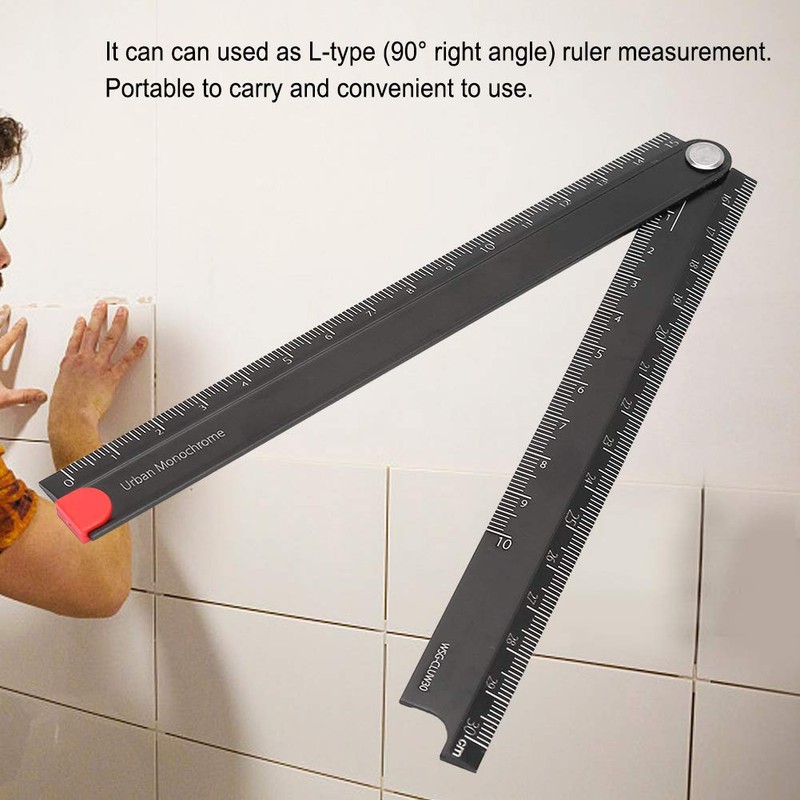 Metal Foldable Ruler 30cm, Ruler 90 ° Folding Aluminum Angle