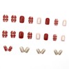 Press on Nails with Christmas Tree Design Short Square Red
