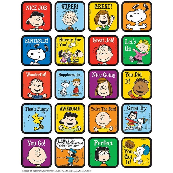 Eureka Peanuts Motivational Theme Stickers