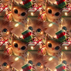 Cats & Christmas Wrapping Paper Veterinary Staff and Cat Lovers Exclusive Graphics Vet Tech Assistant Gift Wrap (Pattern, 30"wide x 180" length)