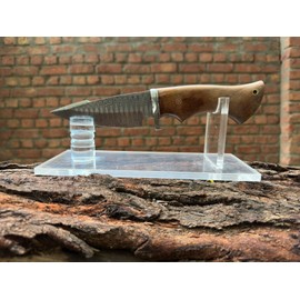 PAL 2000 KNIVES Acrylic Knife Display Stand Fixed Blade Knife Collection Display Stand Holder for Single Knife Rustic Cabin Home Decor (Clear Base) 3143